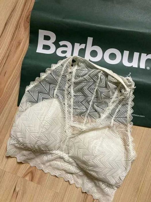 Kremowy top bieliźniany / koronkowy biustonosz stanik r L