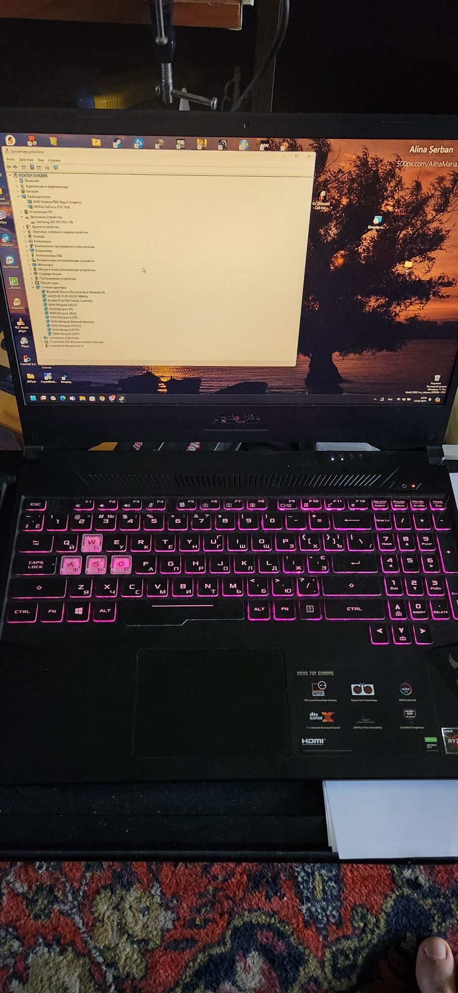 Asus tuf gaming FX505DT ram 16gb. SSD evo 970-1TB samsung. Wi Fi  6 ax