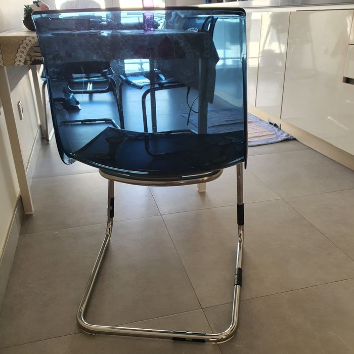 Cadeira Azul cromada