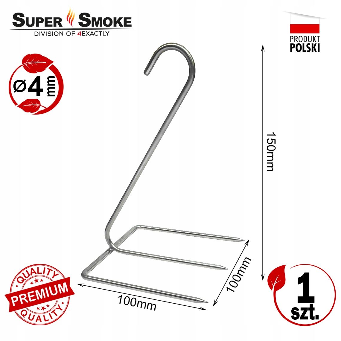 Hak Wędzarniczy Super Smoke do kurczaka 4mm Premium 15cm