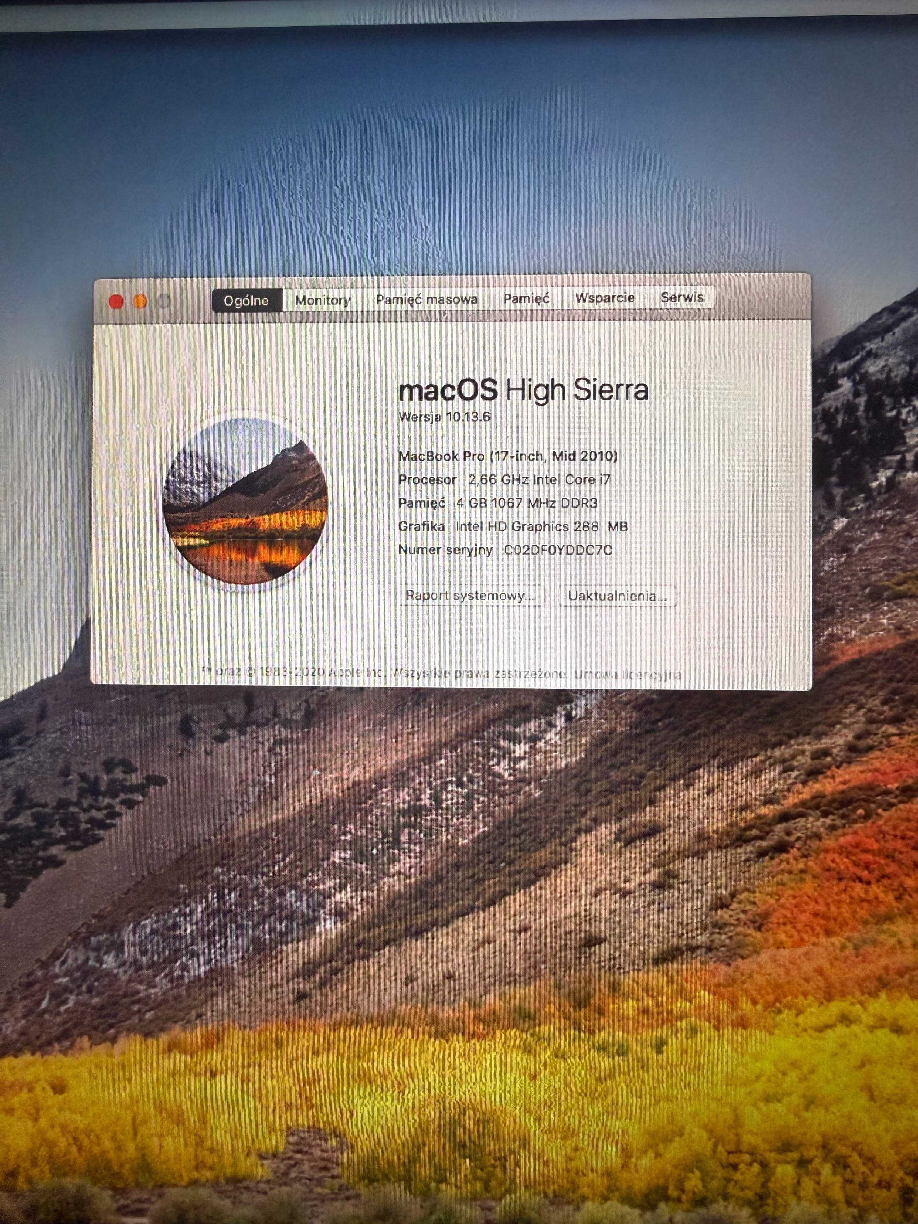 MacBook Pro 17" Intel Core i7 2,66 GHz (mid 2010)  250 GB SSD
