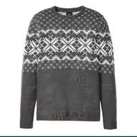 Nowy szary sweter męski norweski wzór świąteczny grafitowy 44-46