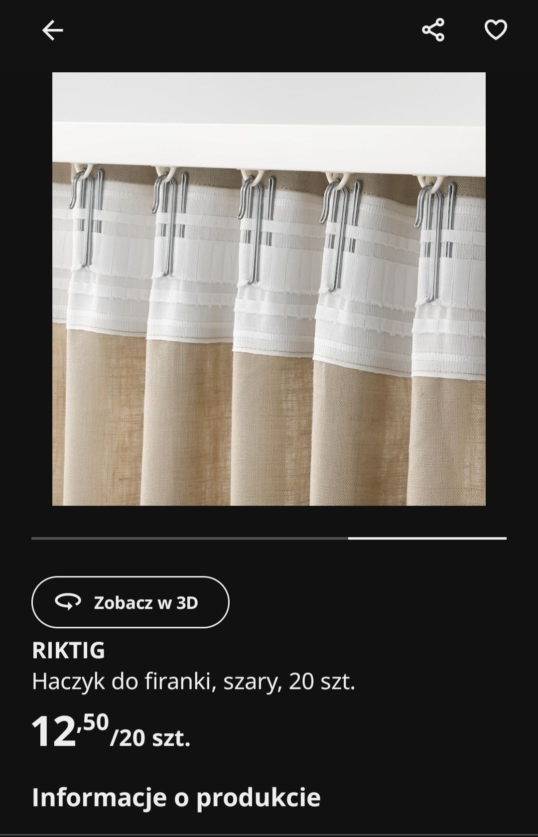 Akcesoria do zasłon, firanek z ikea