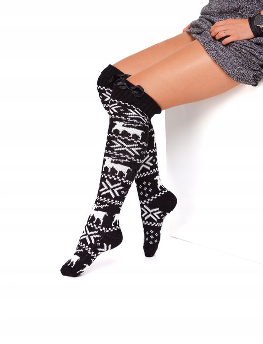 Zakolanówki Świąteczne Damskie Ciepłe W Norweski Wzór Prezent 35-38