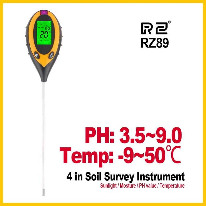 Анализатор почвы 4в1 измеритель соли, pH, температуры, освещения RZ89
