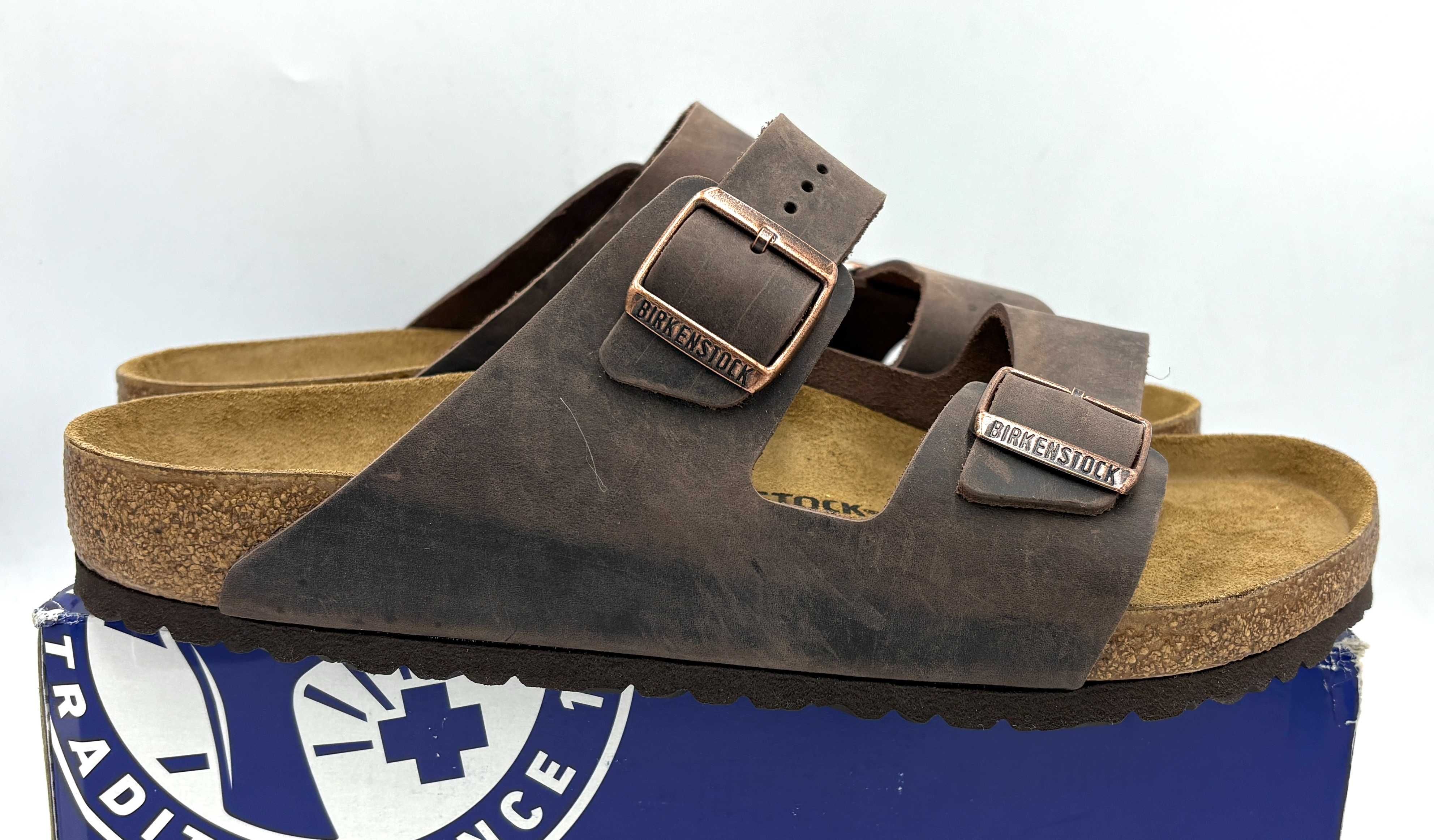 ‼️Nowe oryginalne klapki BIRKENSTOCK Arizona brązowe 45 AZ 256p skóra