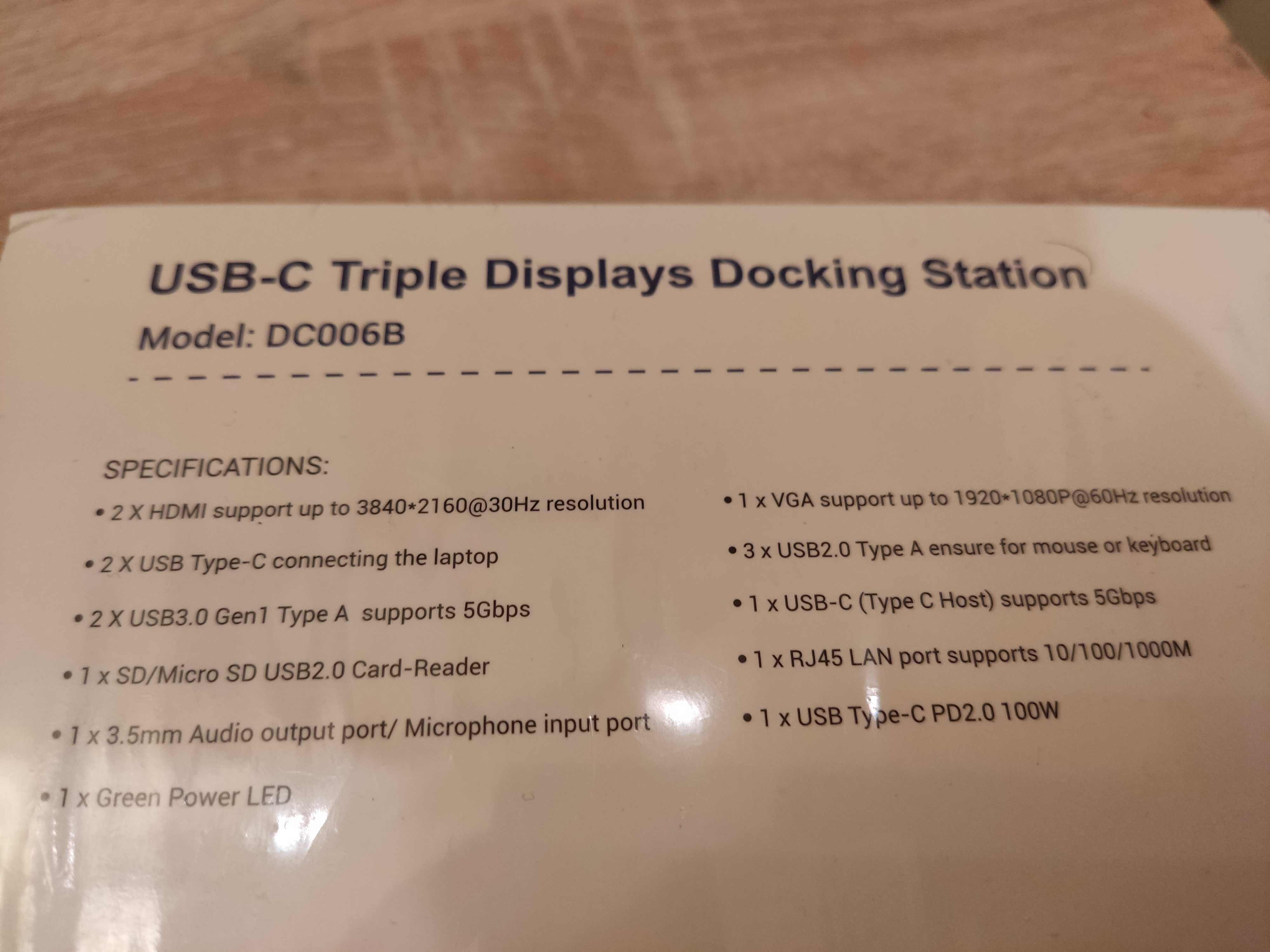 Nowa Stacja dokująca DC006B USB C z podwójnym HDMI 4K - Okazja