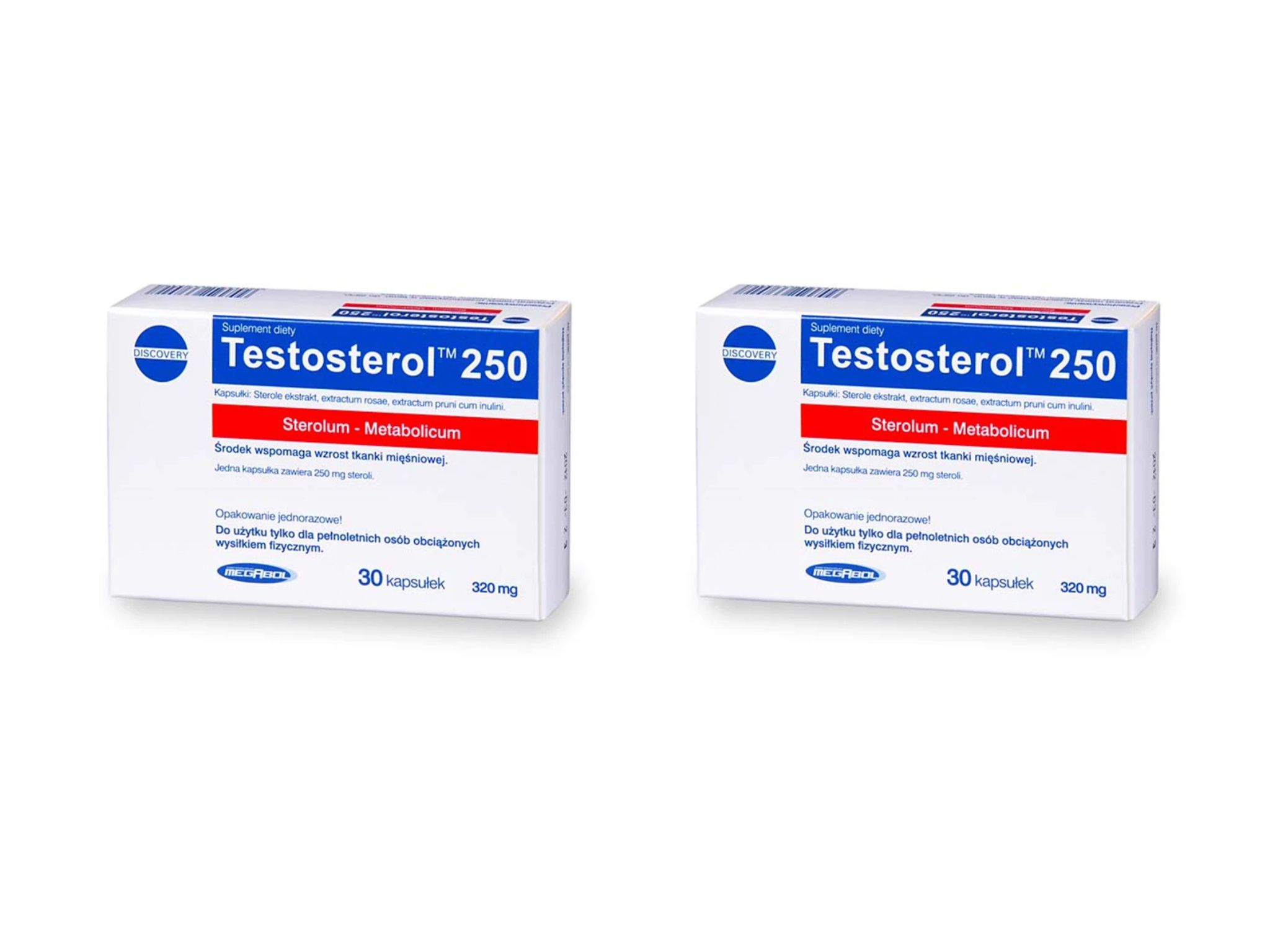 MEGABOL Zestaw 2x Testosterol 250 Testosteron masa mięśniowa 30 kaps