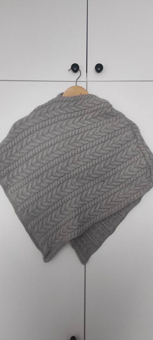 Narzutka/poncho merino Wool szary