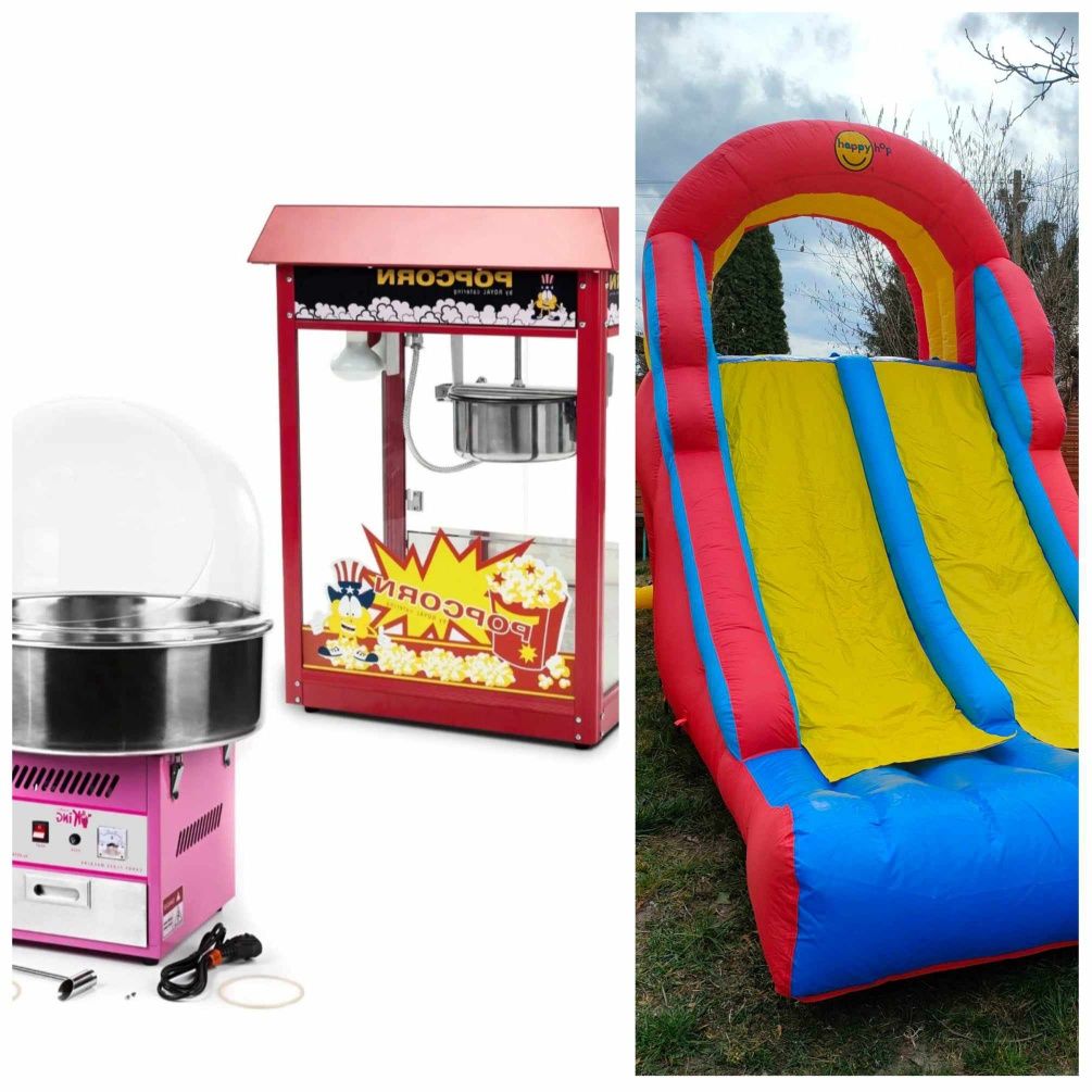 Dmuchaniec, zjeżdzalnia , popcorn, wata cukrowa