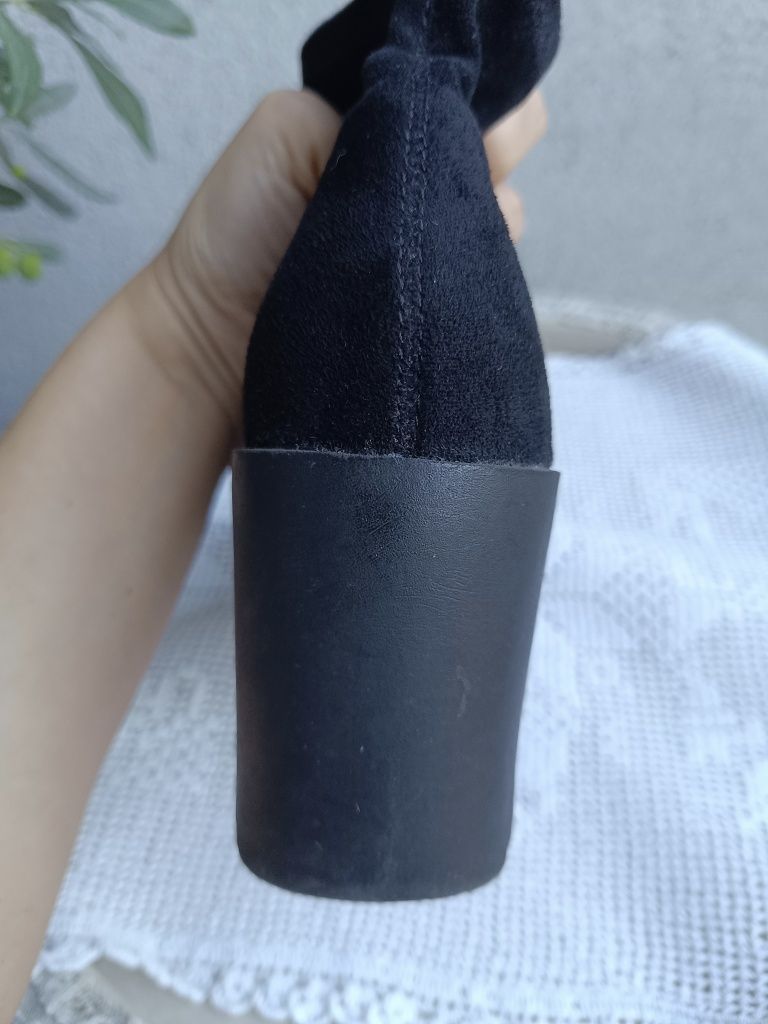 Reserved czarne botki 41 42 (27,2 cm) grunge punk platforma eko zamsz