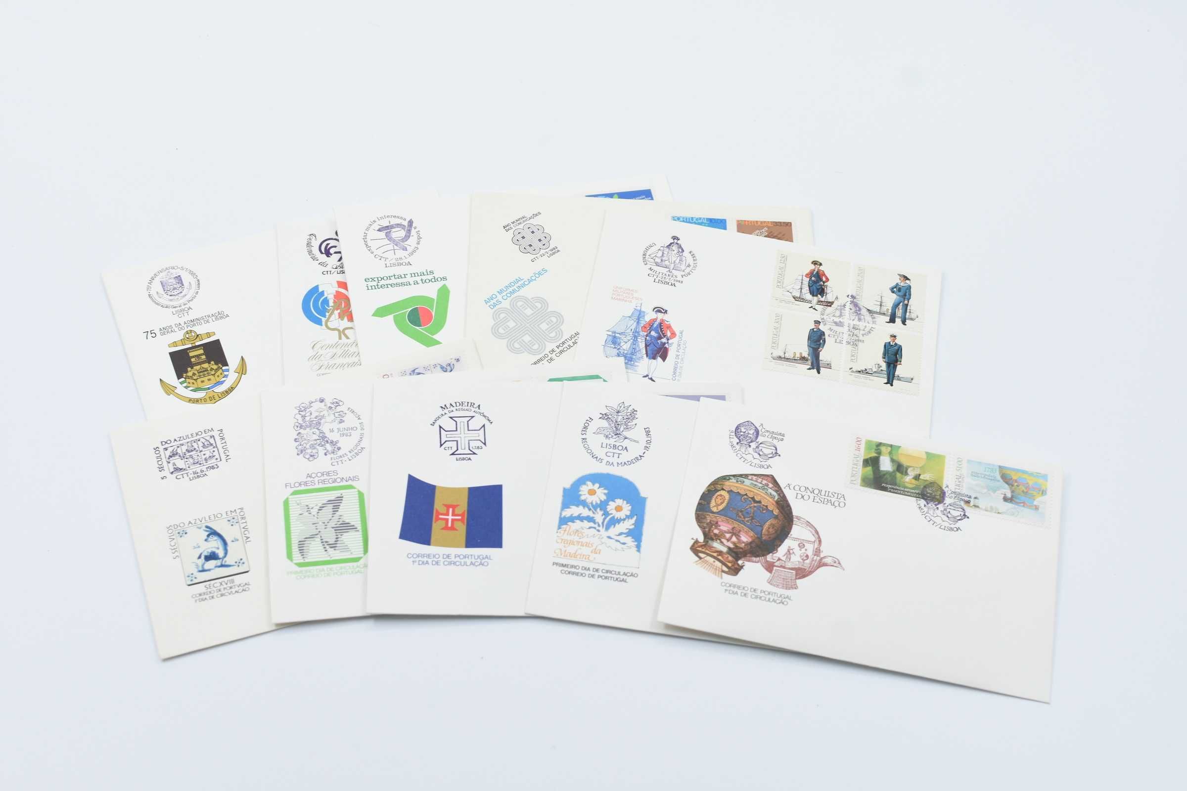 Coleção 23 sobrescritos FDC, selos e pagelas emitidos pelos CTT - 1983