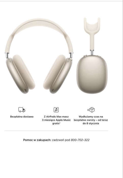 BLACK WEEK Nowe AirPods Max ZŁOTE faktura oryginalne słuchawki Apple