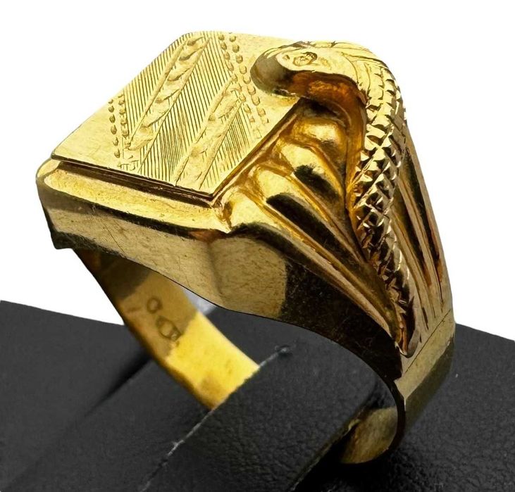 Wspaniały Złoty Pełny Sygnet Wąż 750p 8,10g r.24