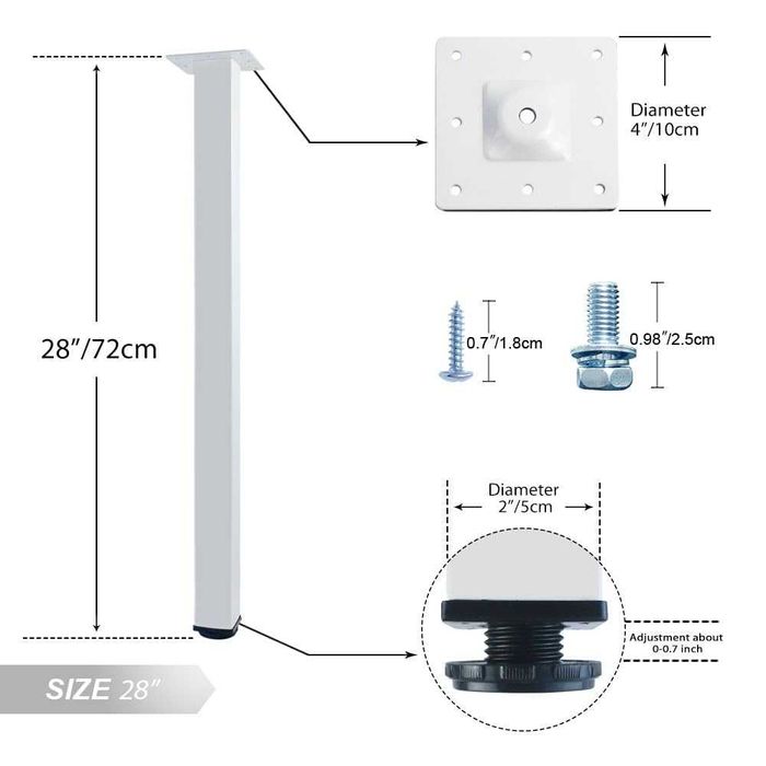 Nowe nogi meblowe / 4szt / stół/ biurko/ blat/ metalowe/ 72cm / A2436!