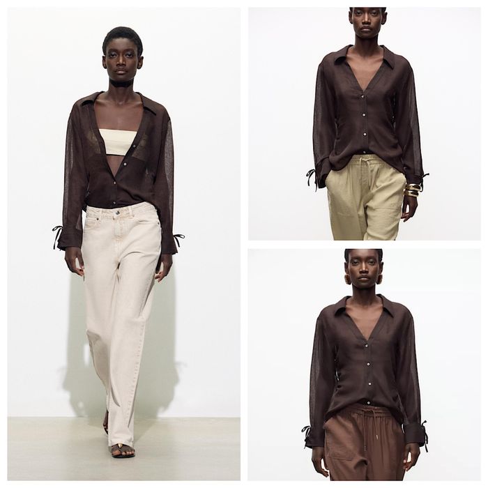 Нова стильна сорочка блуза шоколадного кольору від Zara