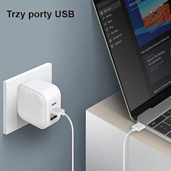 Ładowarka sieciowa UNIQ Verge Pro 66W GaN USB-C - biała