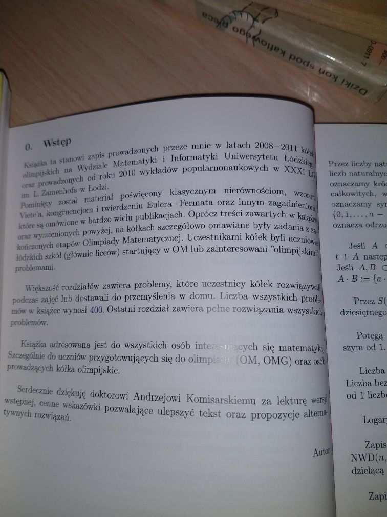 Wybrane zagadnienia z matematycznych kółek olimpijskich. K. Kamiński