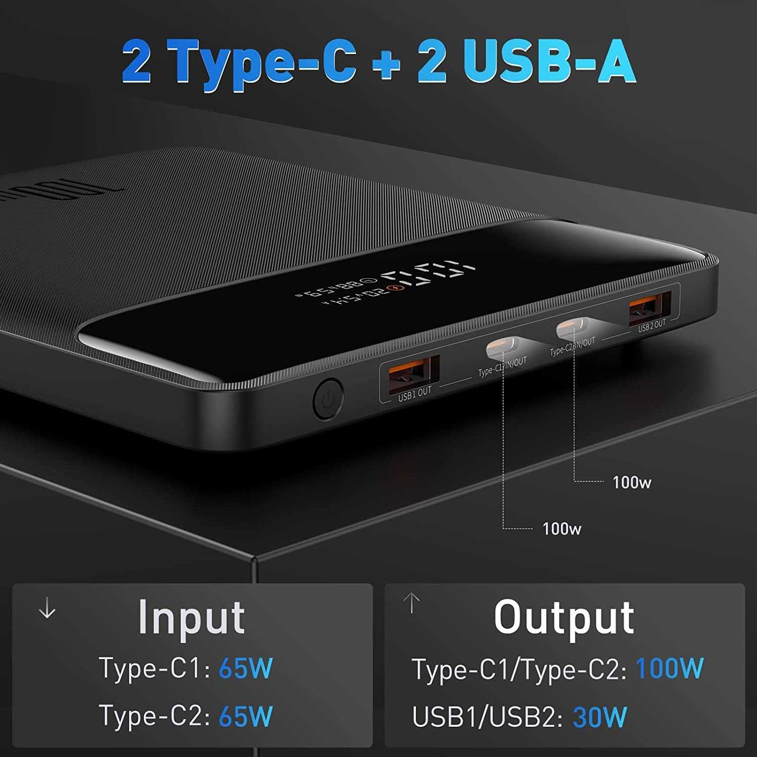 В наявності: BASEUS BLADE Power Bank для ноутбука 100W 20000mAh