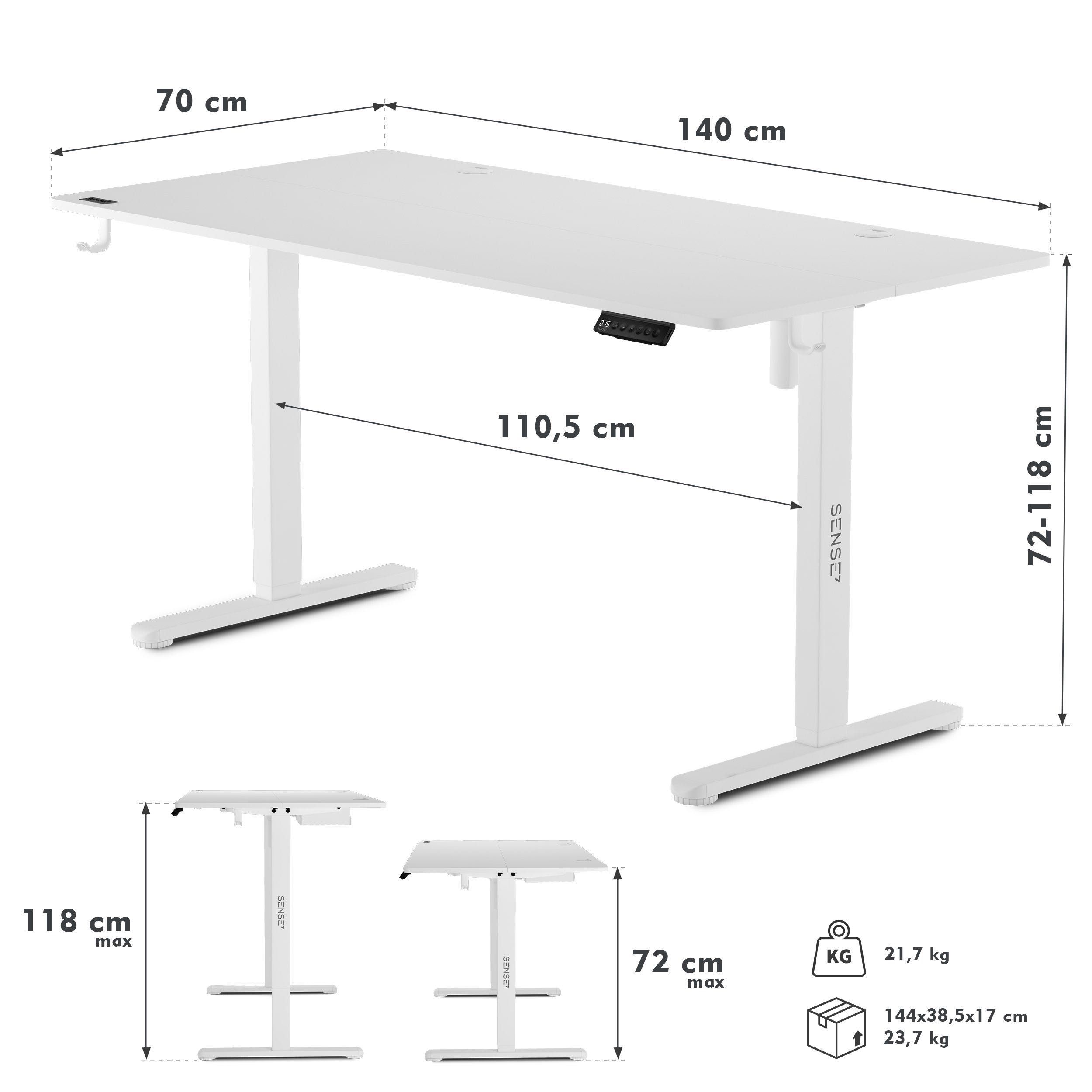 Комп'ютерний стіл 140x70 см з електрорегулюванням висоти Sense7 Nojo