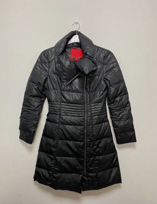 Пуховик mango чорний теплий, куртка, пальто подовжене