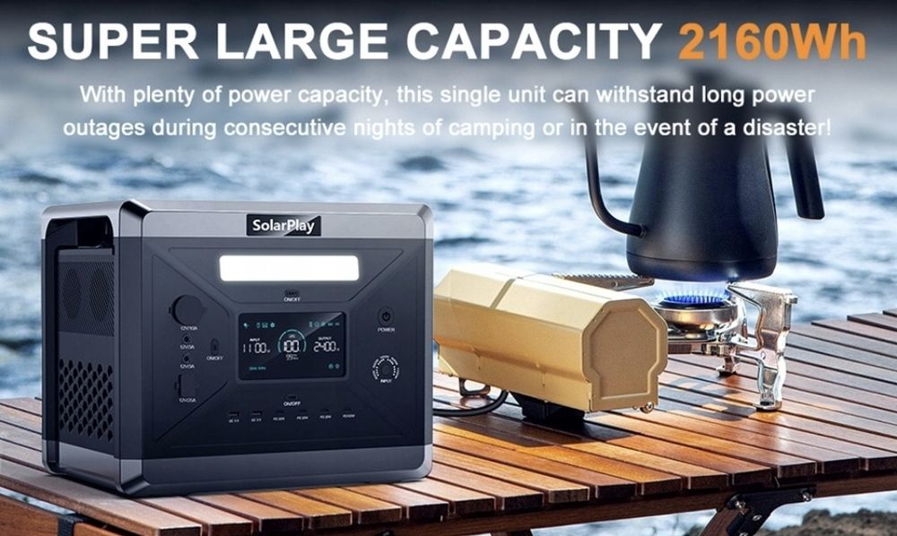 Nowa Stacja zasilania SOLARPLAY Q2501 LiFePO4 2160WH AC 2400W magazyn