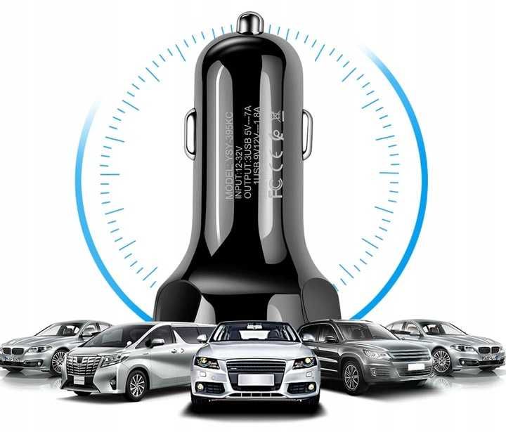 Ładowarka samochodowa 3x USB 3A QC3.0 Quick Charge szybkie ładowanie