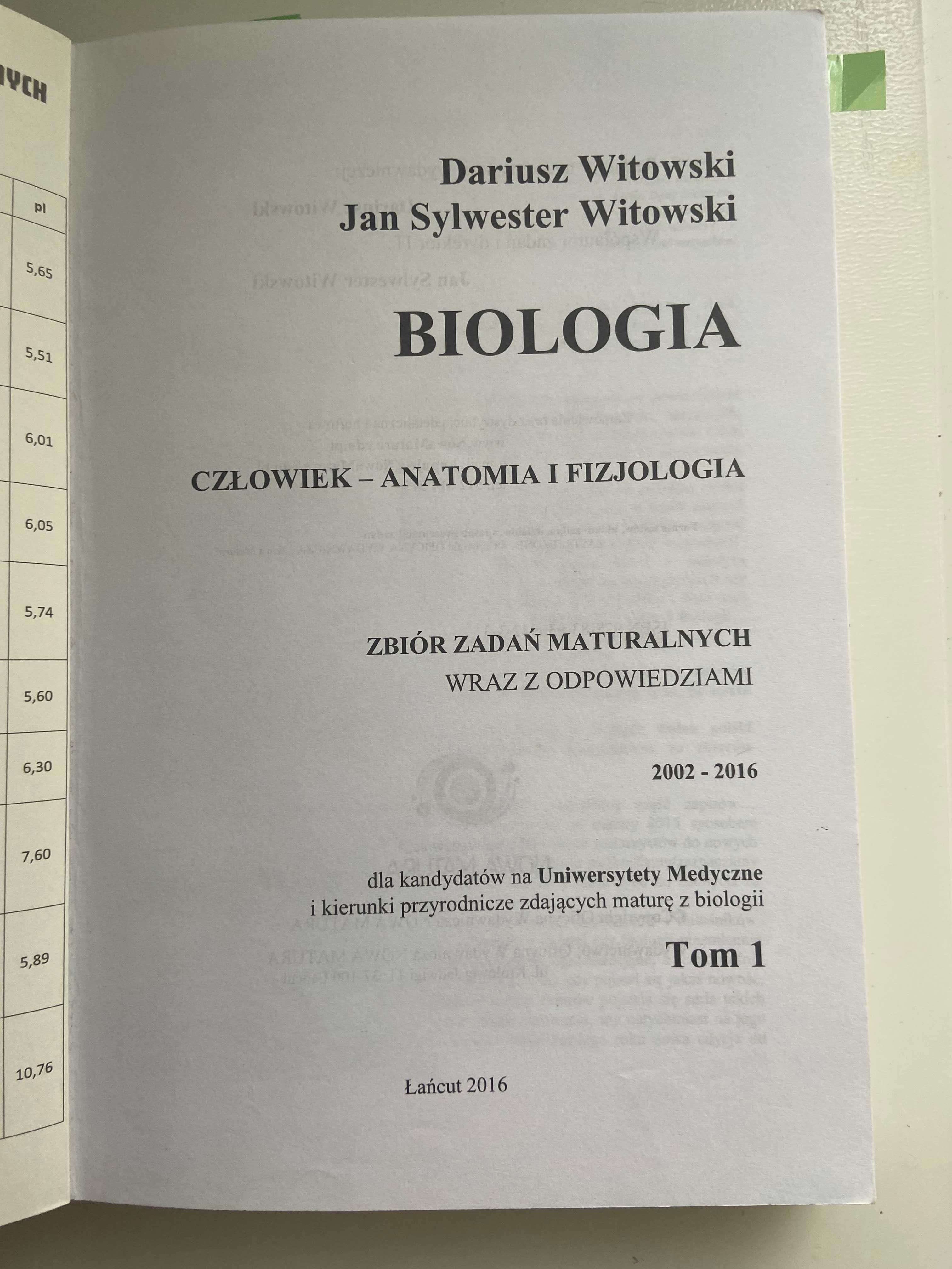 BIOLOGIA zbiór zadań maturalnych Witkowski