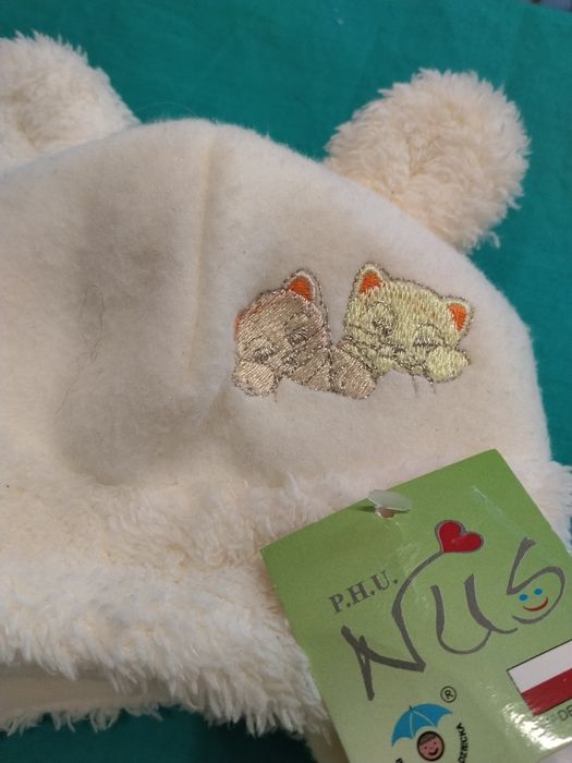 Kremowy komplet zimowy czapka ecru 38-40