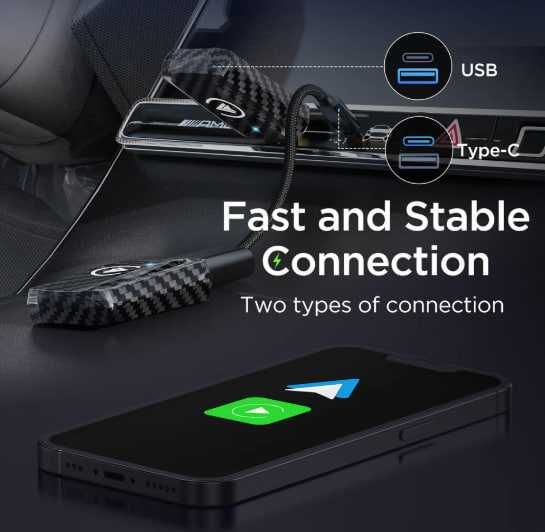 М26) Бездротовий адаптер MSXTTLY AC01 2в1 для CarPlay та Android Auto