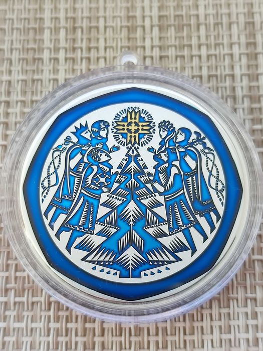 Новорічна іграшка.  Срібна монета  925,0 вага 31.1