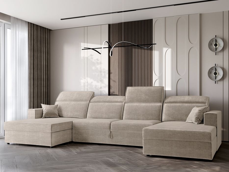 Narożnik U prosto od producenta rozkładany regulowane zagłówki