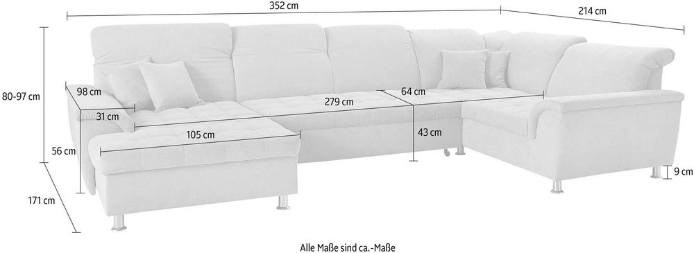 TMI narożnik Wielkie niemieckie U funkcja spania pojemnik rogówka sofa