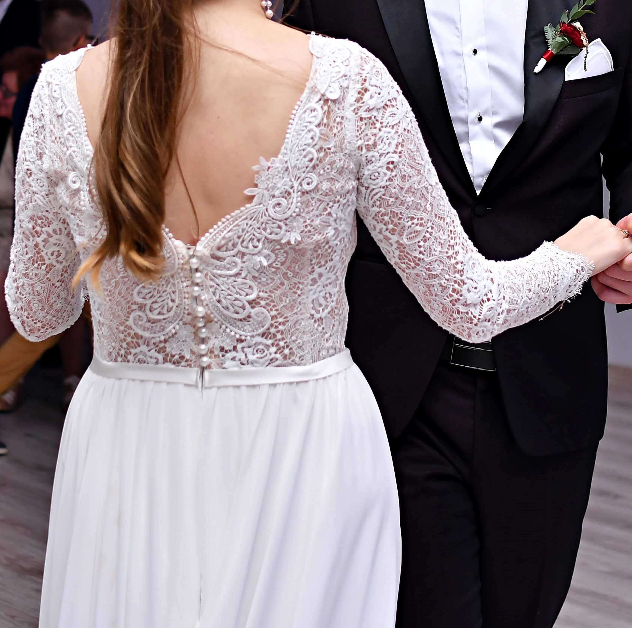 Suknia ślubna 36 długi rękaw