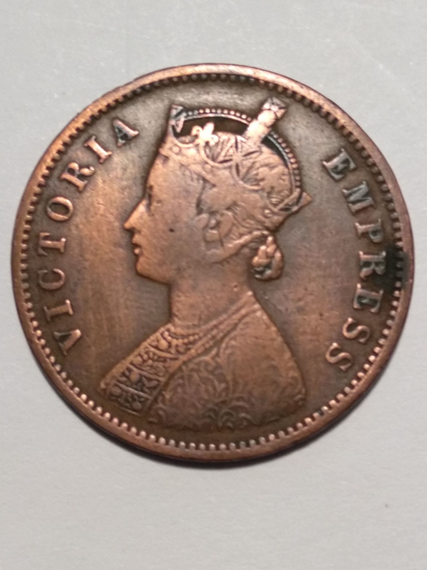 Moeda de One Quarter Anna Índia Britânica 1887