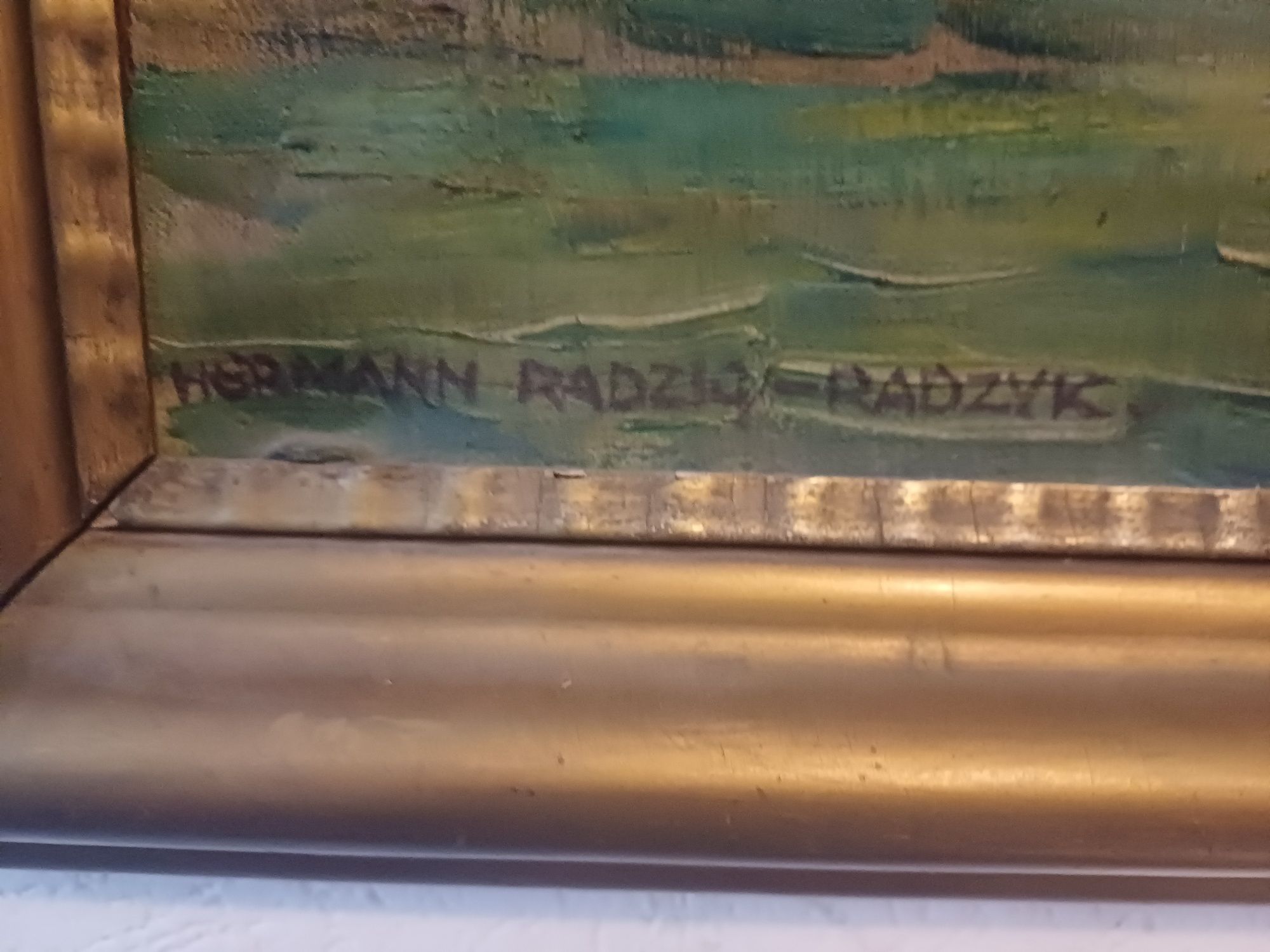 Stary obraz, olej na płótnie Góry Sowie .