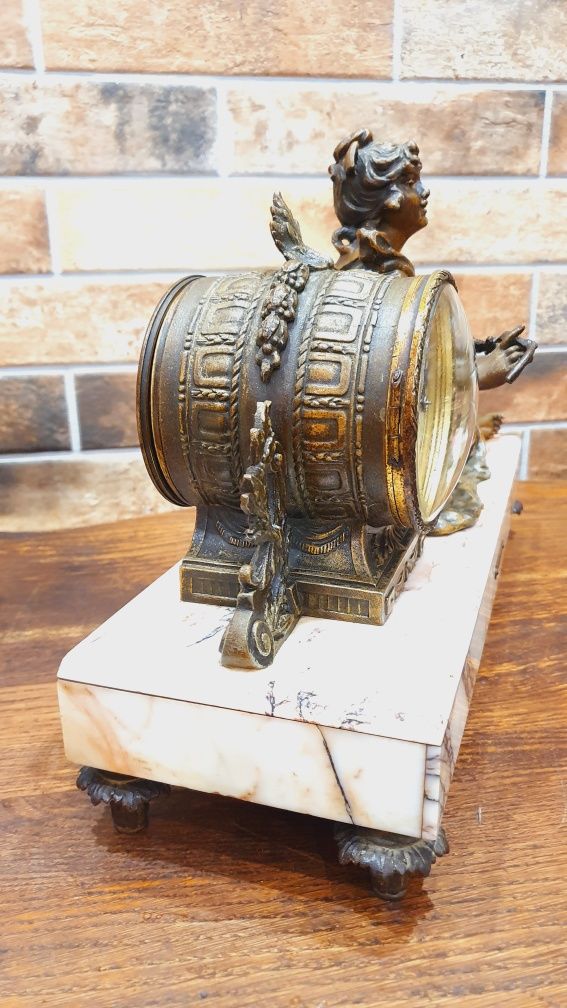 Zegar kominkowy antyk XIX wiek sygnowany Maxim duży+przystawki prezent