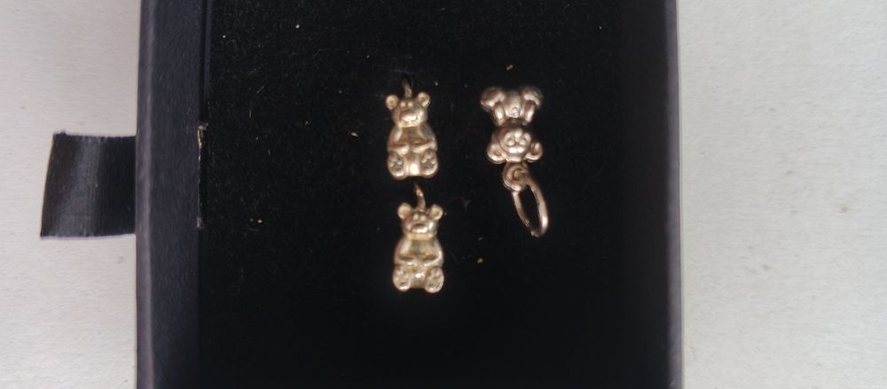 Срібний набір дитячий "Ведмедики" (сережки та підвіс"