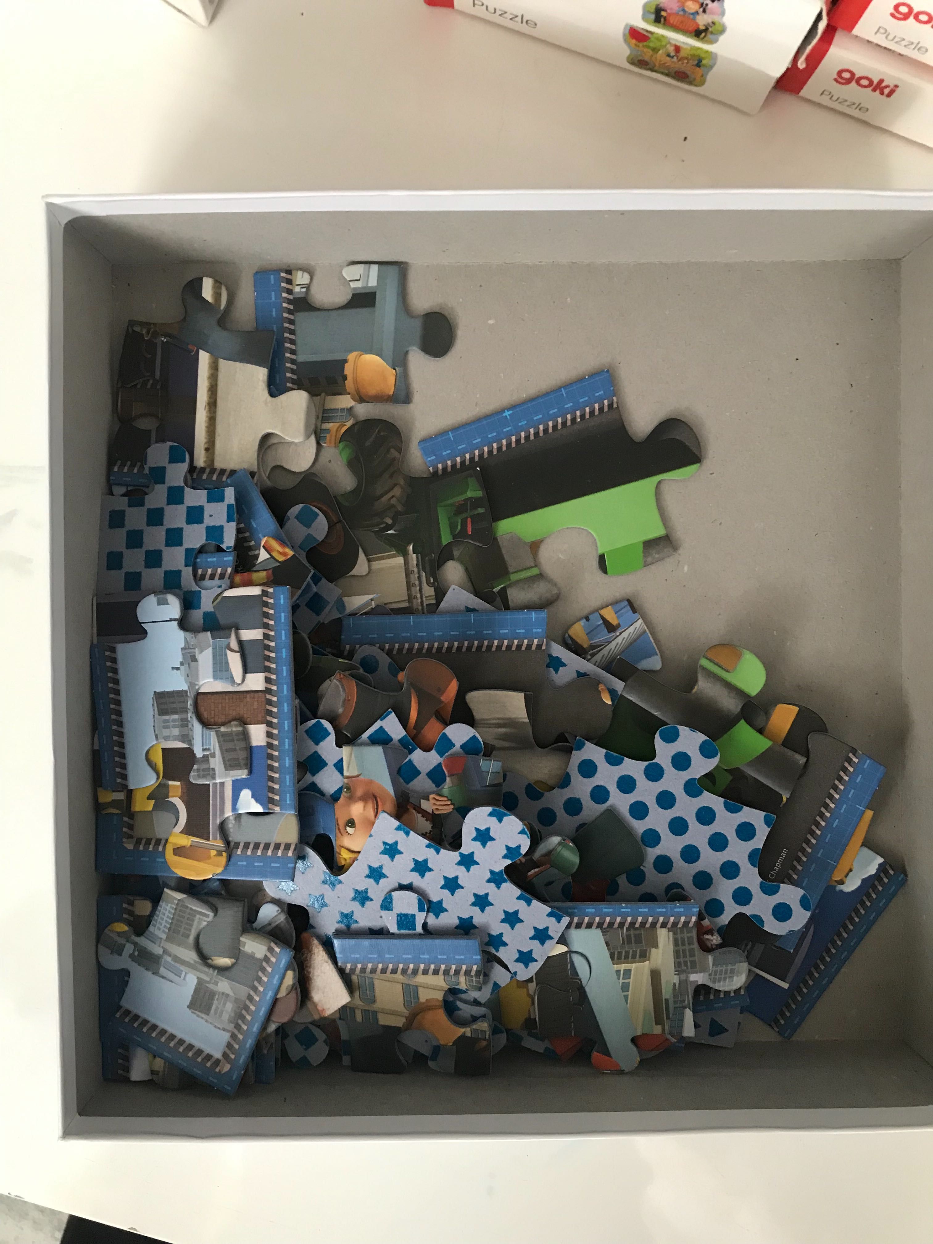 Puzzle zestaw dla chłopca 7 pudełek z puzzlami