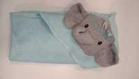 Ręcznik kąpielowy z kapturkiem dla niemowląt słonik 70x78cm