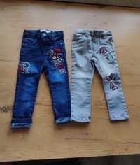 2 pary jeansów dziewczęcych 92