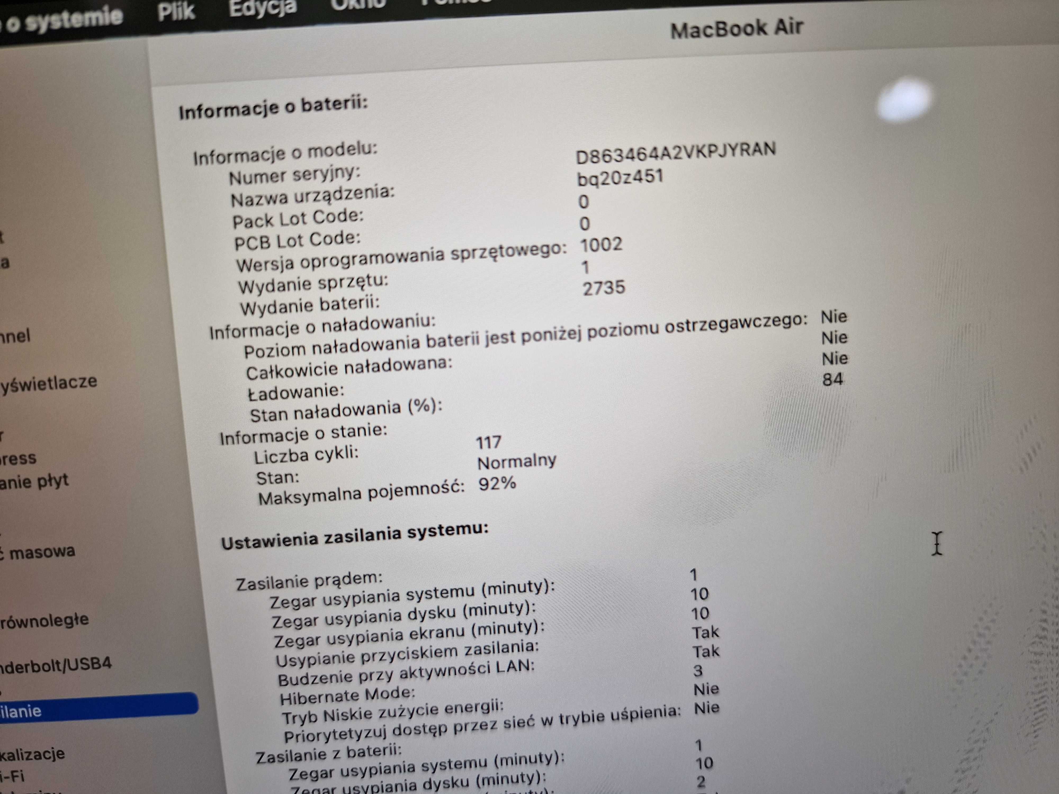 Macbook Air 13 2020/ M1/ 8GB/ 256GB/ SPG/ 117 cykli/ Grade A-