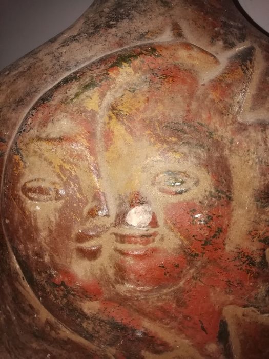 Peças artesanato mexicano, coluna e ânfora argila cerâmica