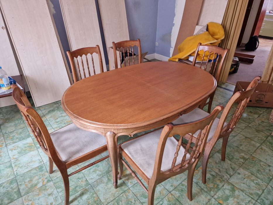 Stół i krzesła 6 sztuk dębowe