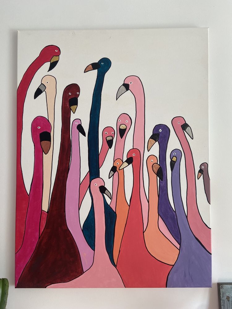 Obraz Flamingo akryl na płotnie 60x80
