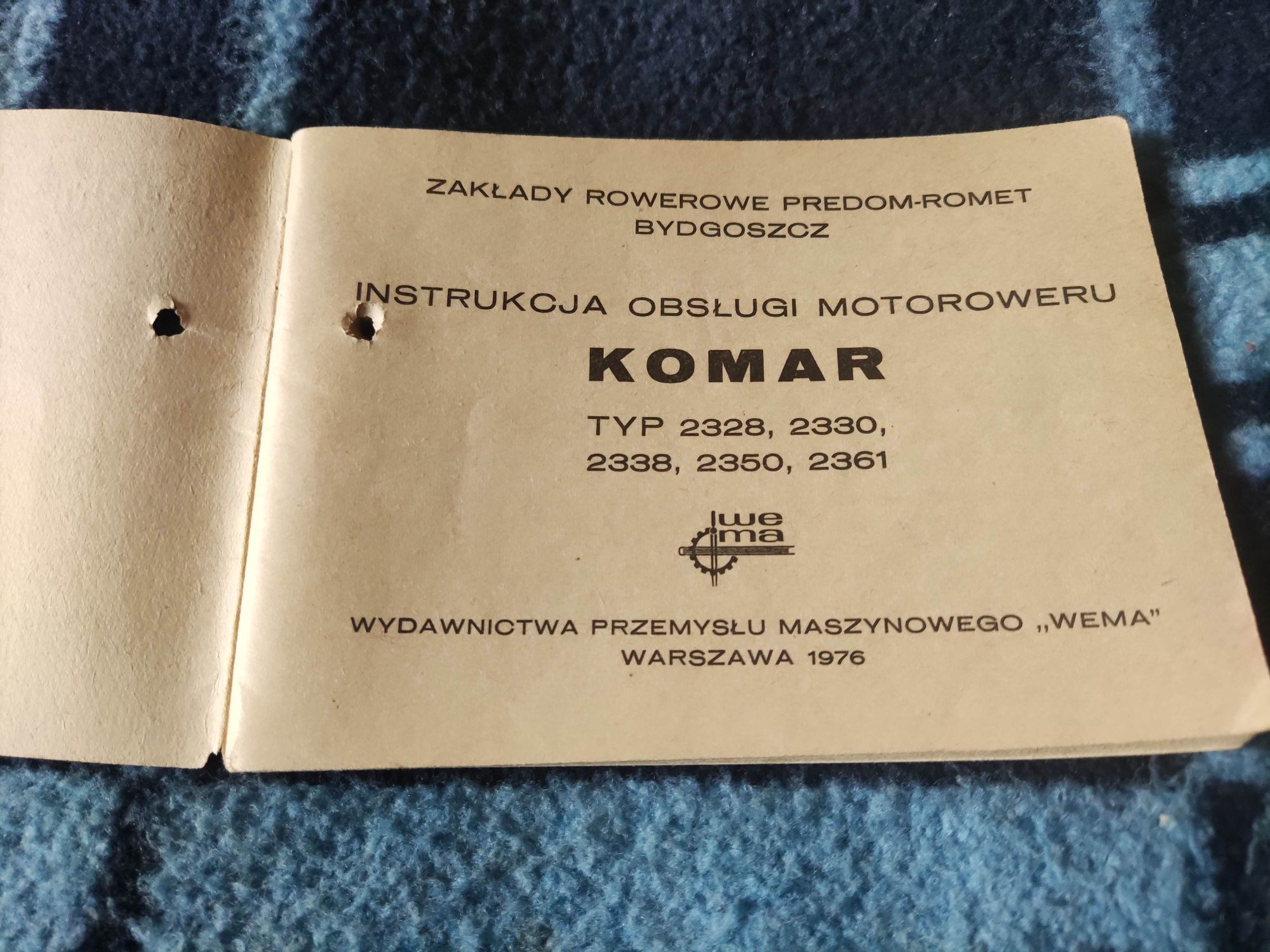 Instrukcja obsługi motoroweru komar  z roku 1976