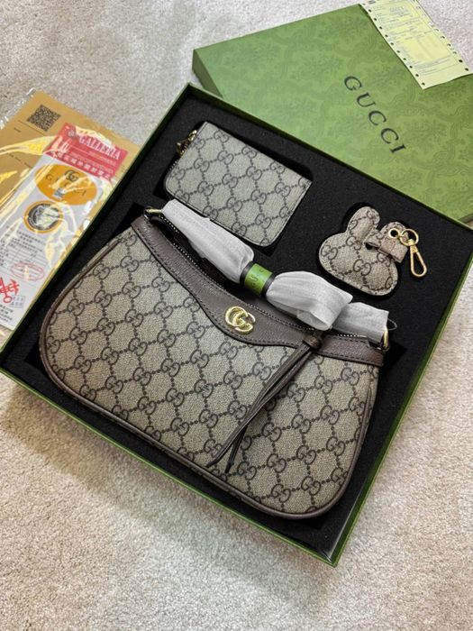 Сумка Gucci гуччі гучи комплект гаманець жіноча брелок подарунок GG