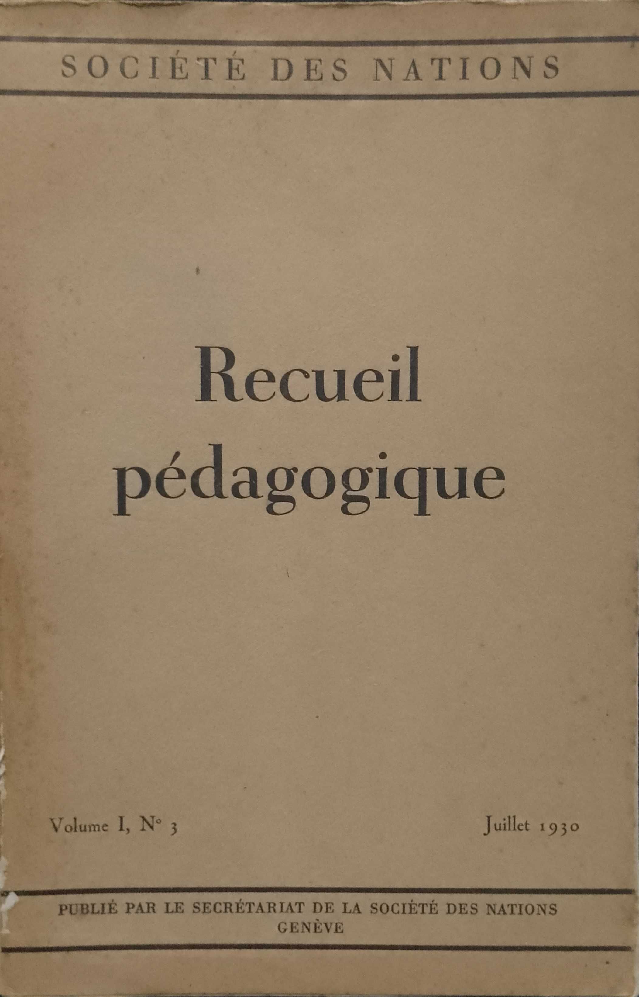 Recueil pédagogique "Société des Nations" (1930)