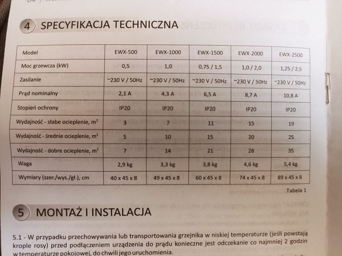 Grzejnik konwektorowy 2000W
