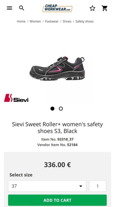 NEW Size 37 Sievi кросівки із захистом S3  Sweet Roller+ Finland